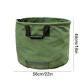 Heavy-duty 30-gallon canvas leaf bag with rubber grip handles for yard waste, outdoor cleanup, gardening, and camping storage.