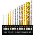 Titanium hex drill bit set with 135-degree tip for metal and wood, impact drill bits with quick change design by Everything Baby