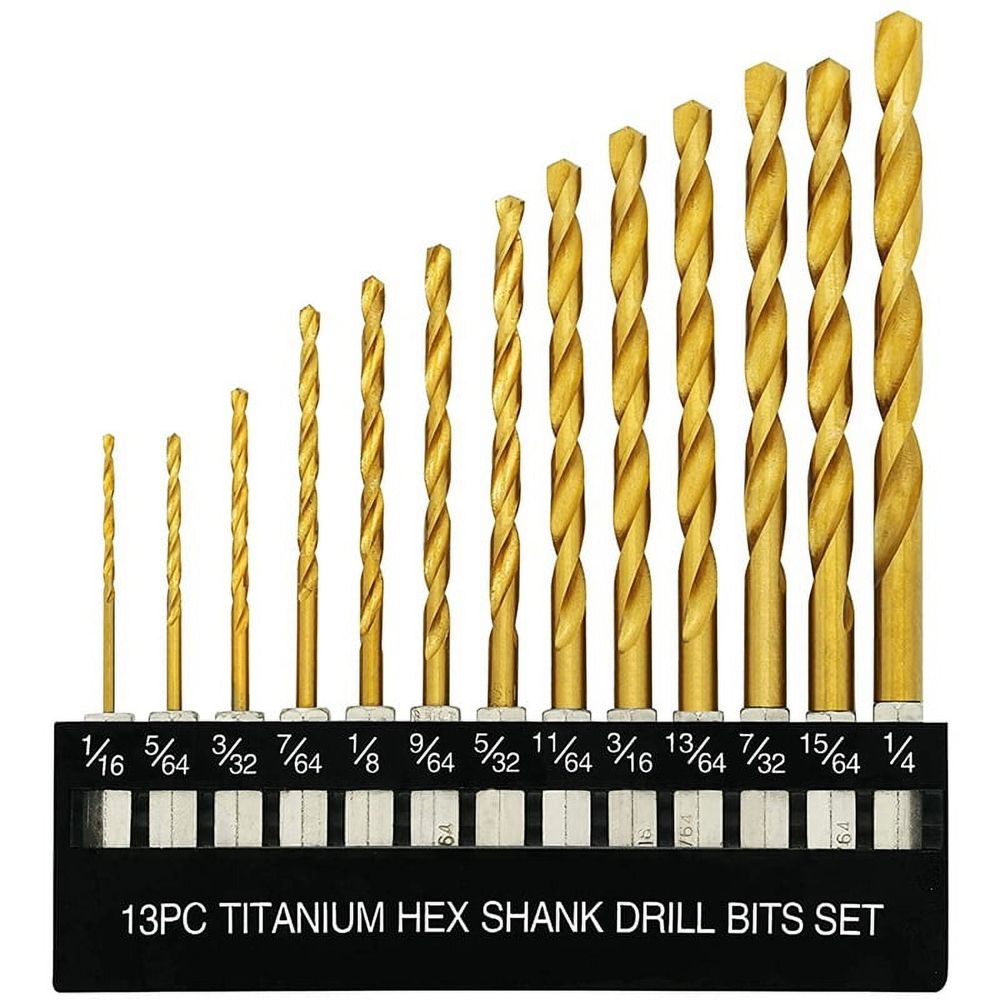Titanium hex drill bit set with 135-degree tip for metal and wood, impact drill bits with quick change design by Everything Baby