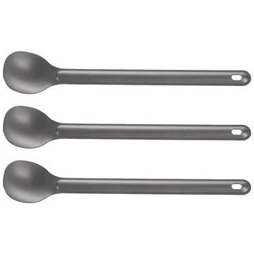 Three titanium camping spoons with long handles, 21.5cm, suitable for outdoor tableware and outdoor play equipment.