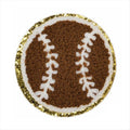 Set of 16 sports-themed iron-on patches featuring basketball, soccer, baseball, football, and volleyball designs for kids' clothing repair