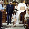 Handmade rattan wedding basket with handle and ribbon, suitable for outdoor play or special occasions, by Everything Baby.