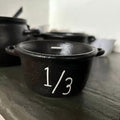 Mini witch cauldron set with four small cauldrons, perfect for Halloween pretend play and kids' costume accessories.