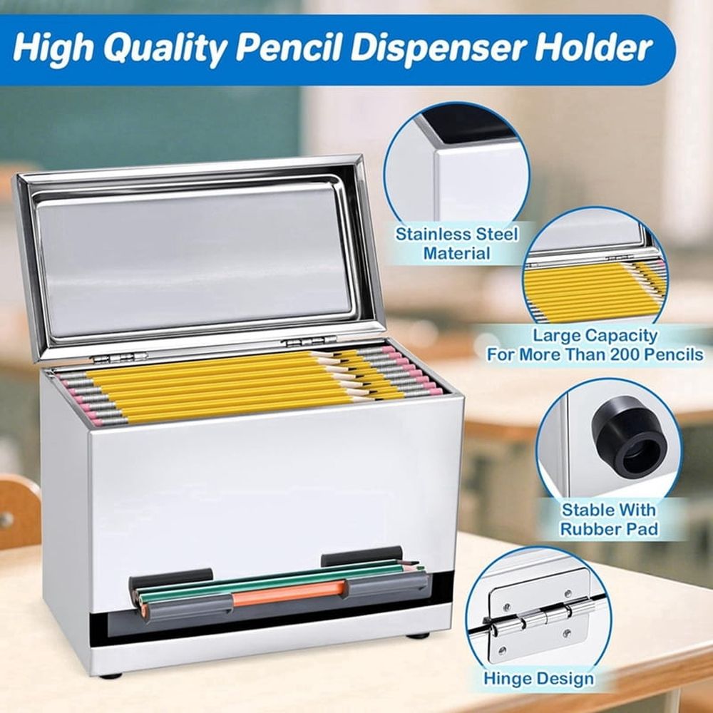 Everything Baby pencil dispenser holder for classroom organization, kids' pen and pencil case storage, classroom supplies