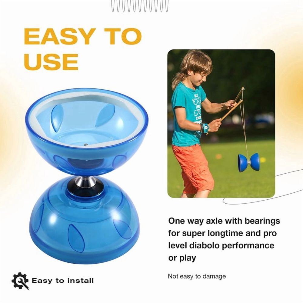 Double-head diabolo fitness toy for outdoor play, suitable for children and elderly, with vibrant colors and ergonomic design.