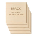 Eight 12x12 inch 3mm basswood sheets for DIY crafts and laser cutting, unfinished square wood boards for baby and kids building toys.
