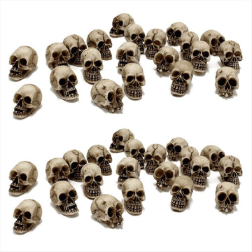 Set of 40 realistic skulls for Halloween table decor, featuring detailed human head skeletons, suitable for spooky outdoor play.