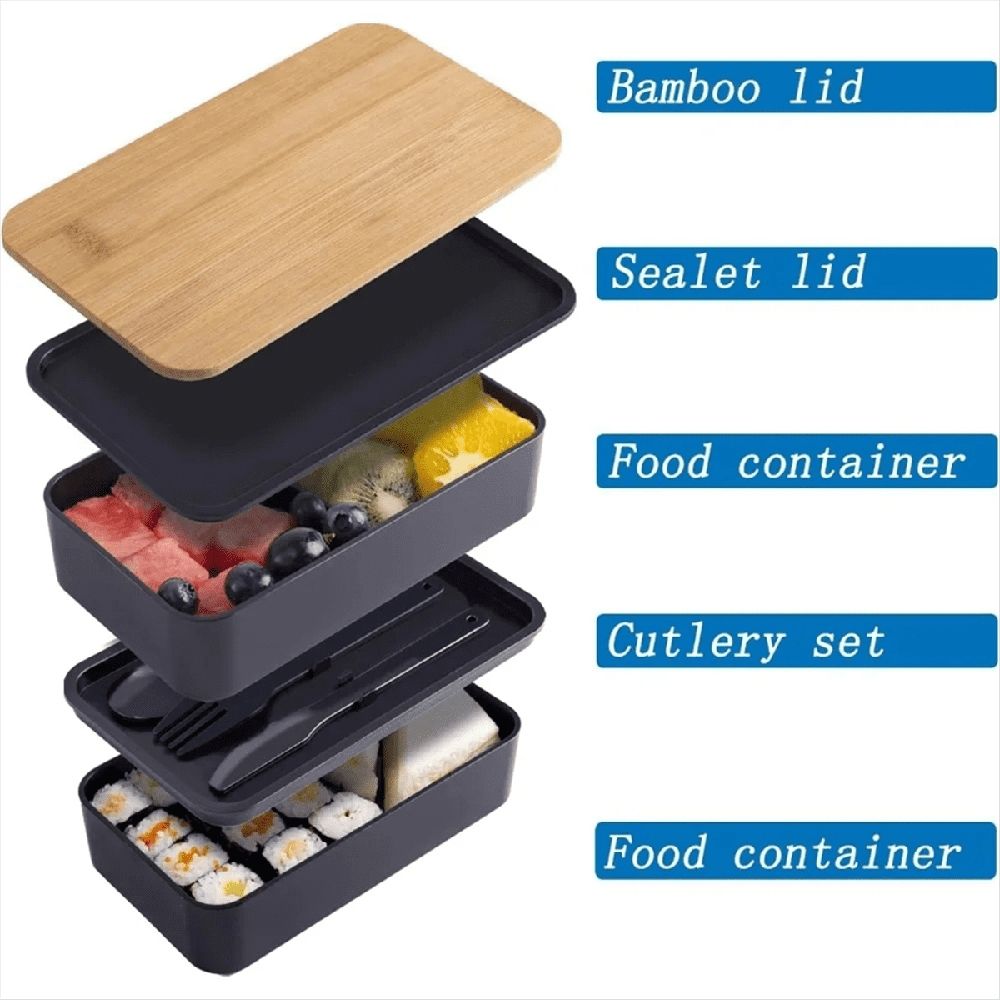 Stackable lunch box with thermal insulation bag from Everything Baby, designed for kids, suitable for school and picnics.