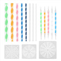 Set of 16 mandala dotting tools for painting, carving, and creating art on rocks, featuring ball stylus and clay sculpting tools.