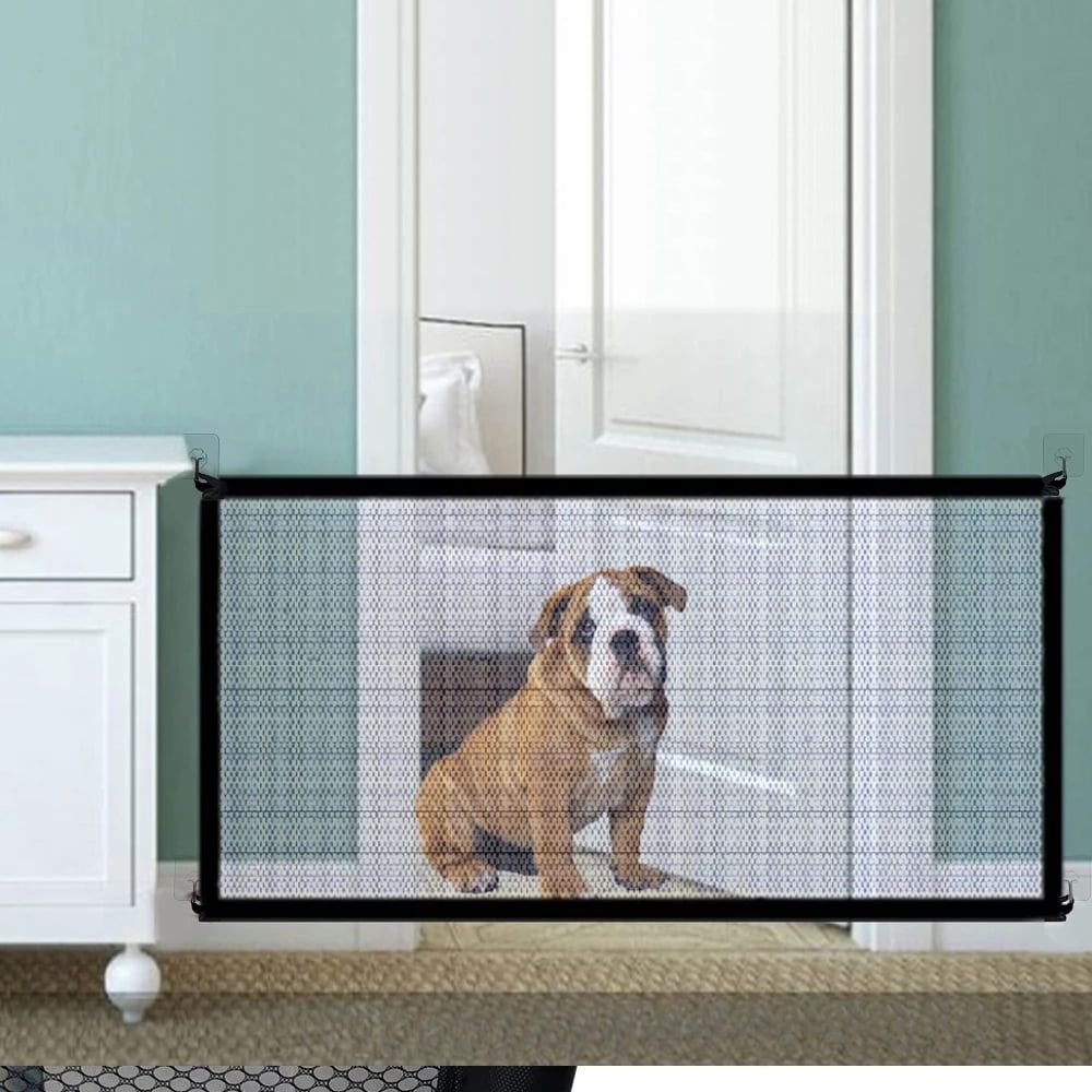 Mesh dog gate by Everything Baby, safety barrier for outdoor doorways and stairs, ideal for pet isolation and home safety.