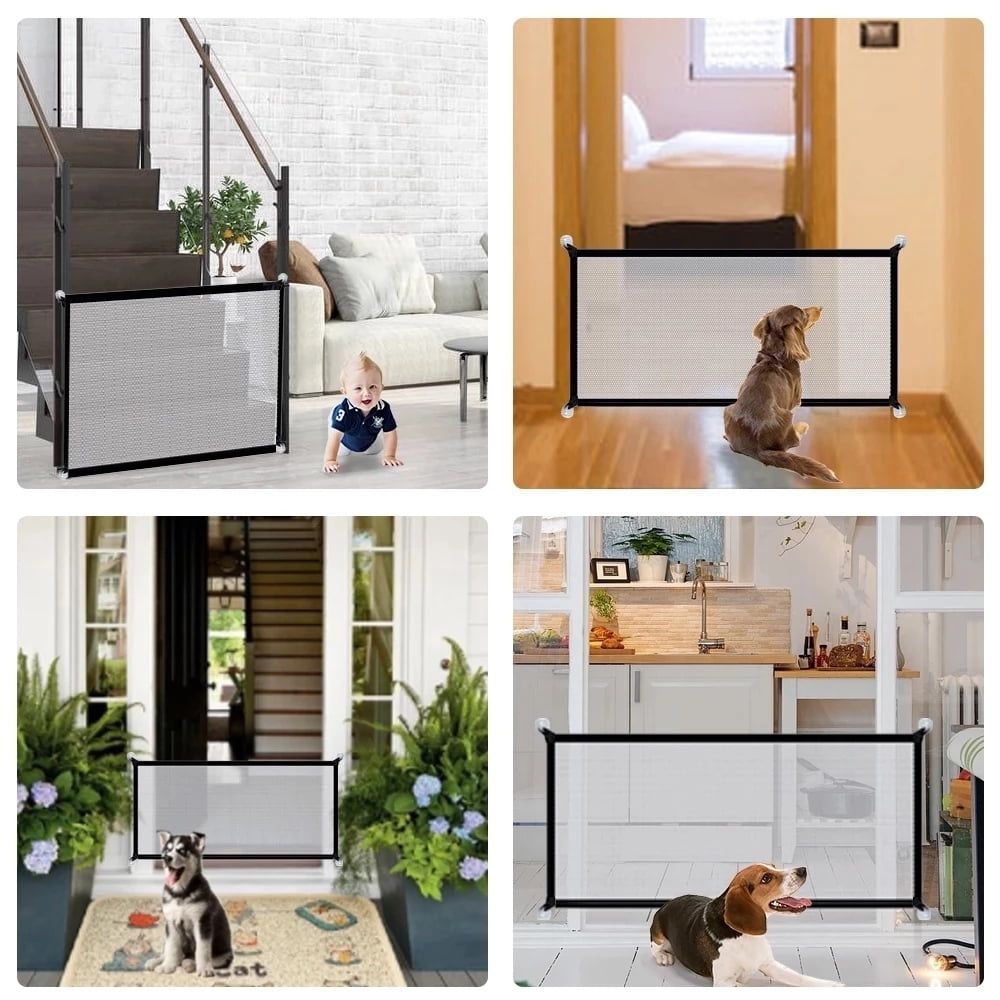 Mesh dog gate by Everything Baby, outdoor pet safety guard for doorways and stairs, ideal for keeping pets secure inside or outside.