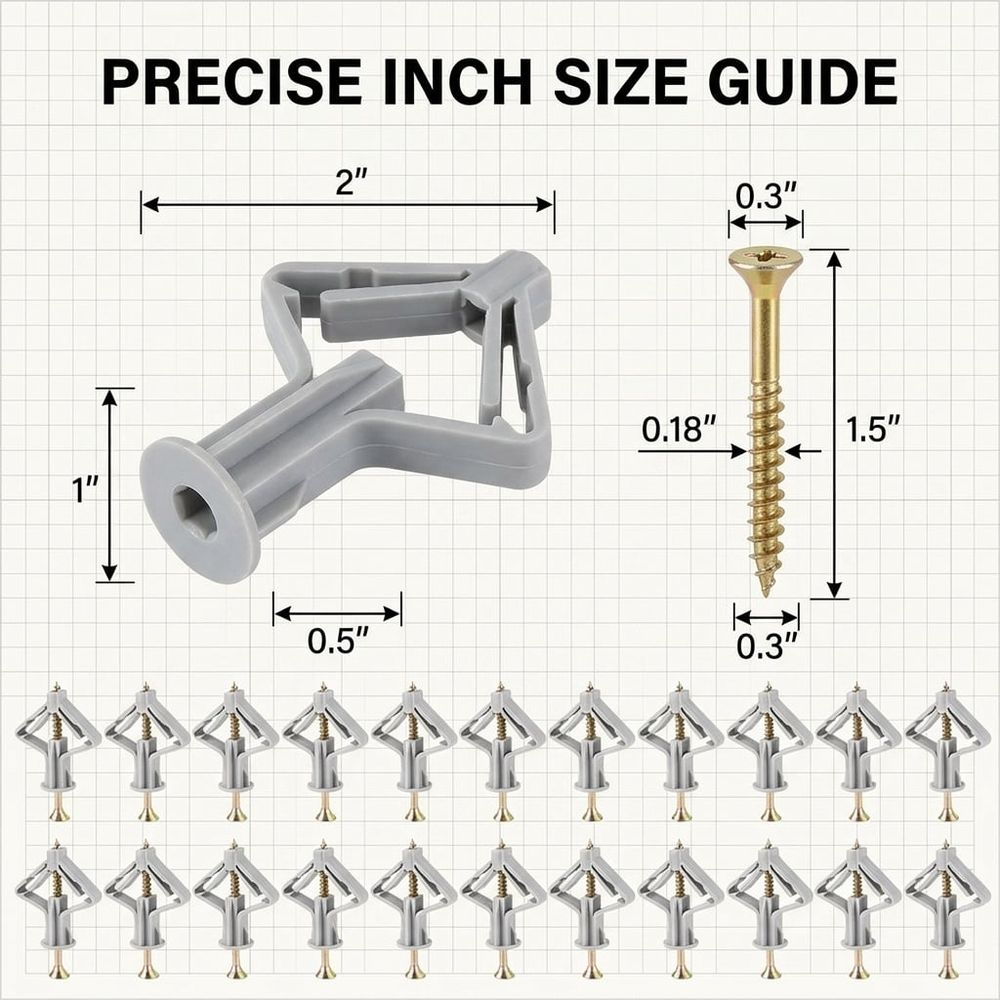 Heavy duty drywall anchors with screws in a 50-pack, suitable for sheetrock and hollow walls, by Everything Baby.