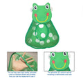 Frog-themed kids bath toys organizer set with mesh shower caddy and anti-slip suction cups for bath toy storage.