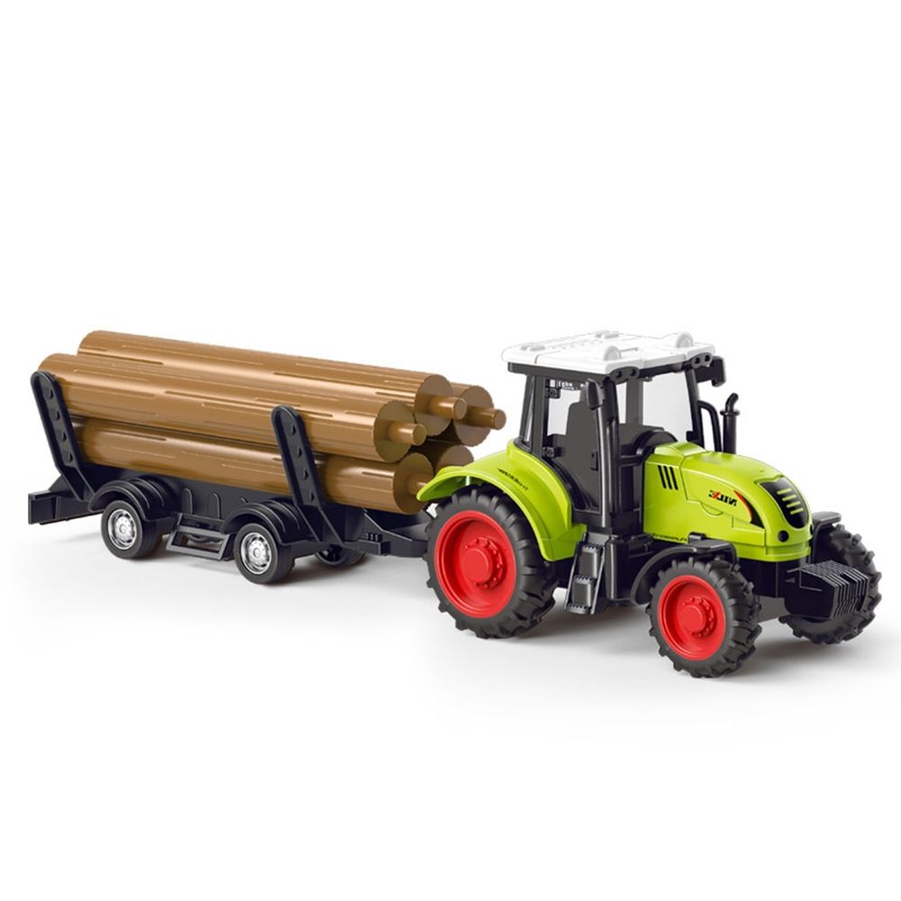 Friction-powered farmer tractor toy for kids, collectible farm vehicle with lumber truck design, suitable for indoor and outdoor play.
