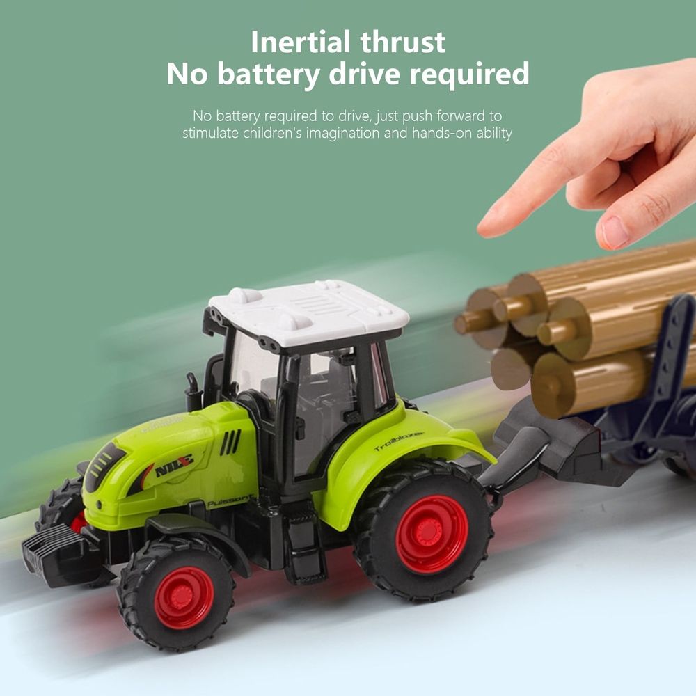 Friction-powered farmer tractor toy for kids, featuring a small construction vehicle design, ideal for indoor and outdoor play.