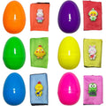 Six colorful Easter eggs with parachute toys for kids, perfect for Easter basket fillers and pretend play indoor or outdoor.