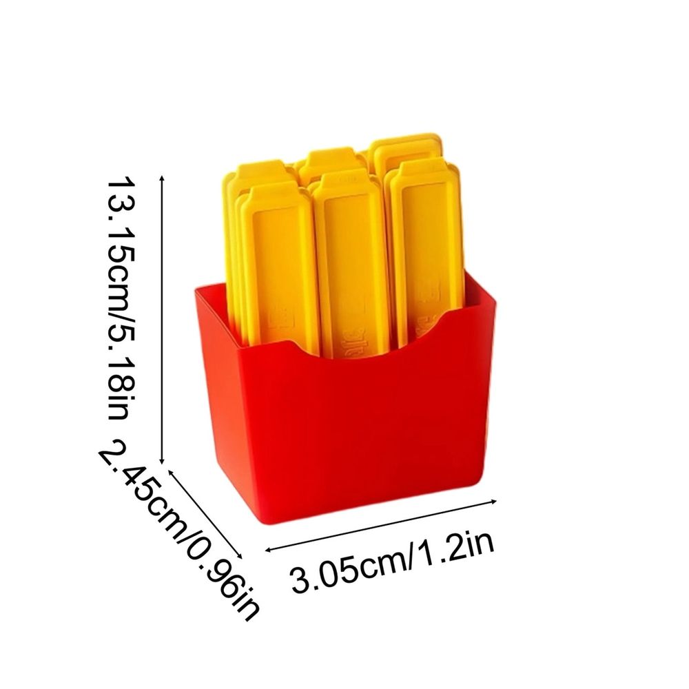 French fry shape silicone ice mold with magnetic storage box, food-grade flexible ice tray for cocktails, drinks, and home bar use