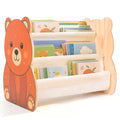 Double-sided kids bookshelf by Everything Baby, low-height wooden storage organizer for nursery, playroom, or bedroom.