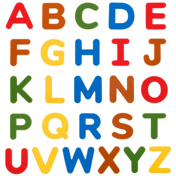 Set of 26 wooden fridge magnets with flexible magnetic letters, waterproof, easy to wipe, suitable for toddlers, from Everything Baby.