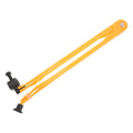 Orange plastic carpenter compass for kids, adjustable drawing tool used for math education and art projects.