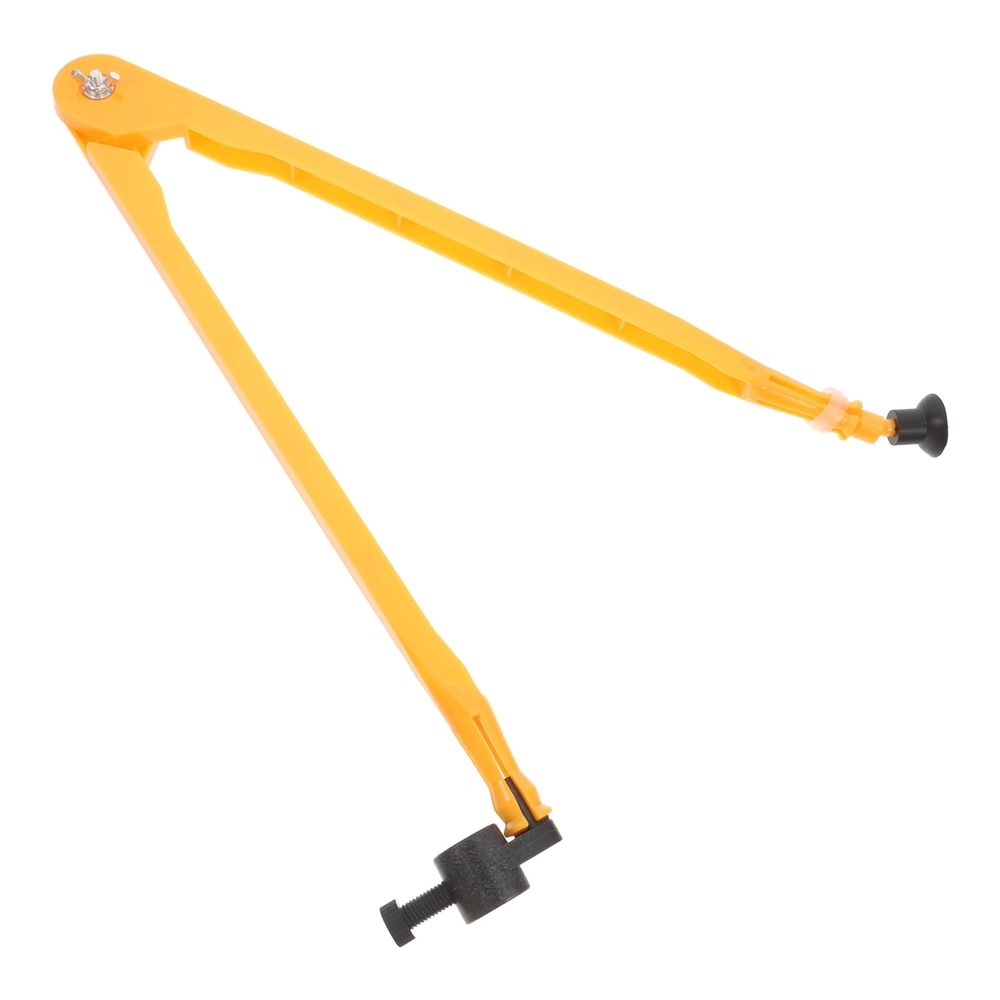 Orange plastic carpenter compass for kids, adjustable drawing tool used for math and art activities in educational settings.