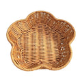 Artificial rattan woven plastic basket by Everything Baby, boho desktop decor tray with sturdy hand-woven texture for home or kitchen use.