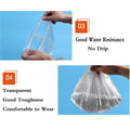 Set of 100 clear disposable shower caps for women, men, and kids, waterproof, large, thick, ideal for spa, bath, or travel.