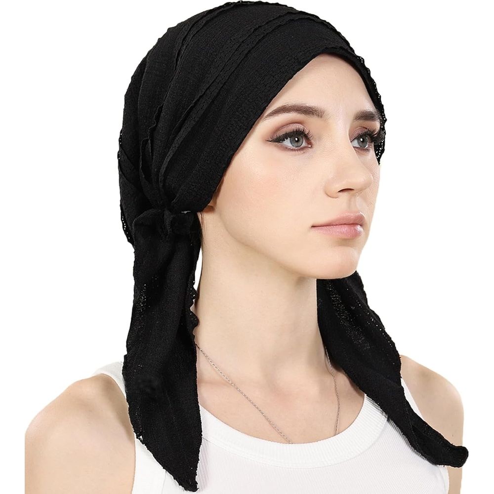 Women’s pre-tied beanie headwear turban cap, soft fabric, suitable as sleep hair cover or headscarf, by Everything Baby.