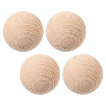 Round Khaki Wood Balls Durable for Lawn Games and DIY Projects 4Pcs