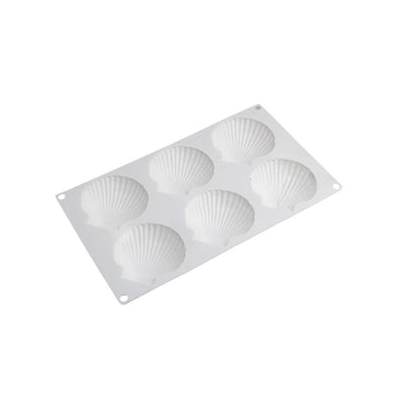 Silicone Scallop Baking Mold,6-Cavity Large Seashell Cake Pan,Non-Stick Food-Grade Dessert Mold for Mousse,Chocolate,Jelly and Party Treats,11.6in
