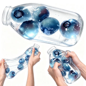 Transparent Bottle Blue Berry Squishies,Blue Berry Bottle Squishies Shaped Stress Balls,Slow Rebound Clear Squeeze Fidget Toy Anxiety Relief Soft Stress Ball Pinch Sensory Toy