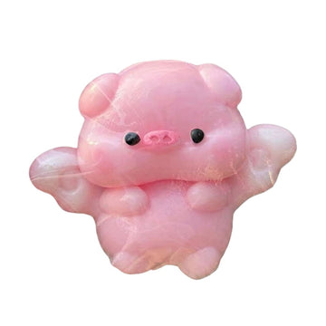 Pink Pig Slow Rising Squishies, Cute Pig Character Stress Ball with Glossy Texture, Soft Silicone Fidget Toys for Anxiety Relief