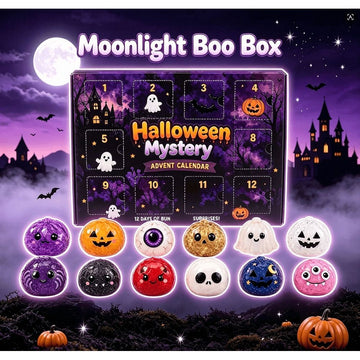 Halloween Dumpling Squishies Toys - Halloween Mystery Advent Calendar, 12 Days of Spooky Bao Bun Squishiesies Surprises with Glitter Fun, Stress Relief Toys for Adults