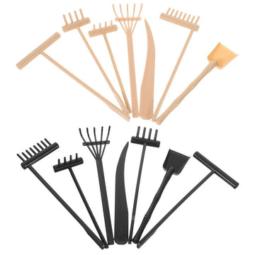 14-Piece Mini Plastic Garden Rakes Set for Sand Tables, Crafts, and Decorative Projects Tools