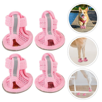 Dog Summer Shoes Pink 4Pcs Size 2 1.6In Width 2In Length