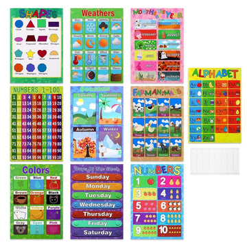 Kids Educational Poster Decorate Farm Animals Seasons Kindergarten Wall Posters Preschool Learning Toddler