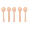 Wood dessert spoons with round heads, natural finish, 100-pack, suitable for children's outdoor play and party use by Everything Baby.