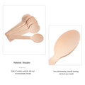 Wood dessert spoons with round heads, natural finish, for party use, in a 100-pack, suitable for baby and kids outdoor play.