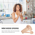 Wood dessert spoons with round heads, natural finish, 100-pack, ideal for kids' outdoor party play and pretend dining.