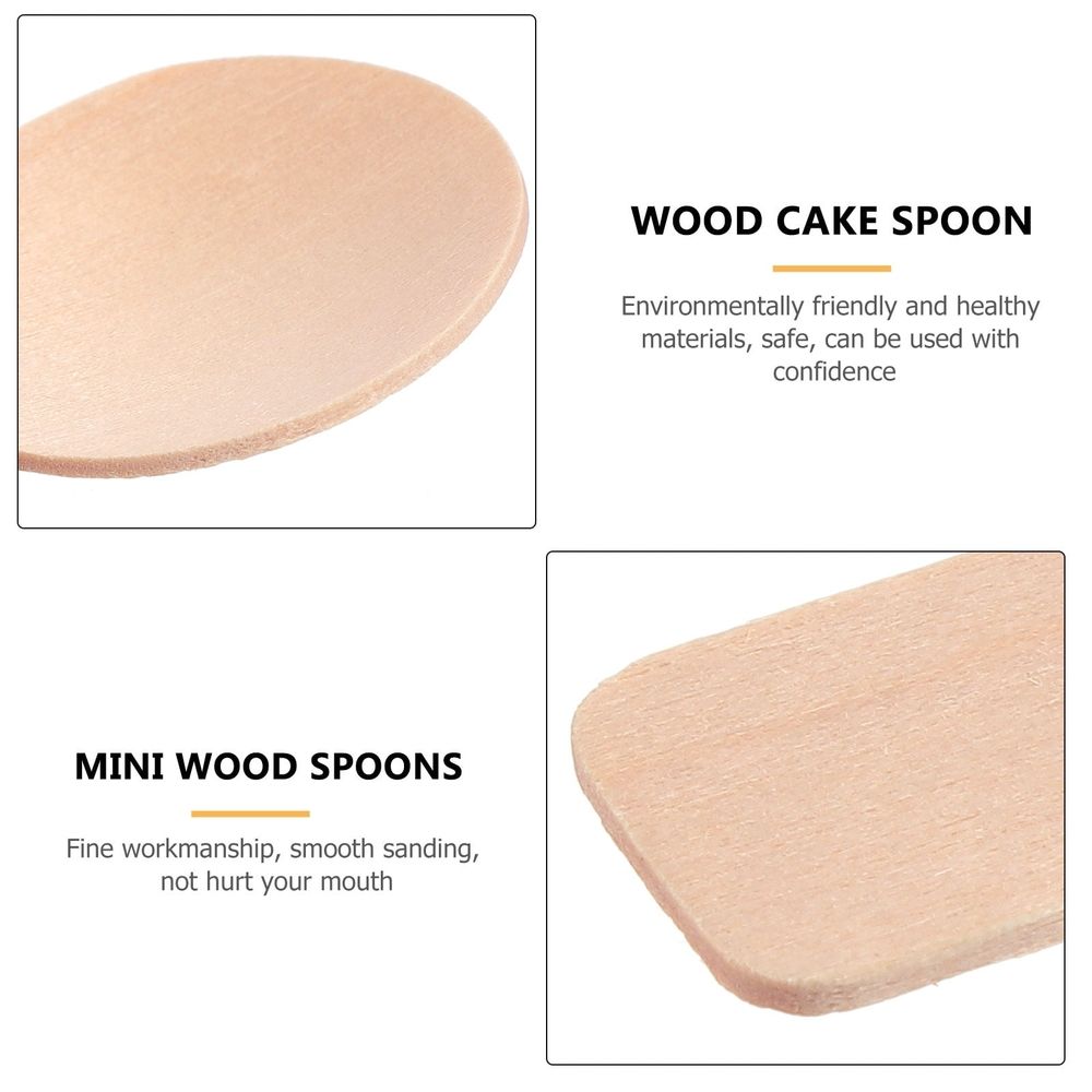 Wood dessert spoons with round heads by Everything Baby, natural finish, ideal for kids' outdoor play and party use.
