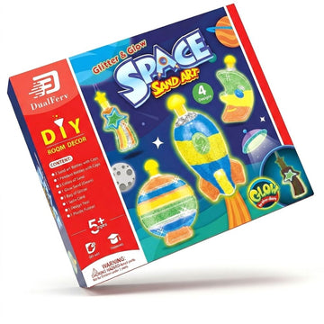 Colorful glow-in-the-dark sand art kit for kids by Everything Baby, featuring tools and vibrant sand for creative outdoor craft play.