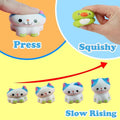 Colorful squishy animal toys in a treasure box, ideal for kids' party favors, stress relief, and classroom prizes.