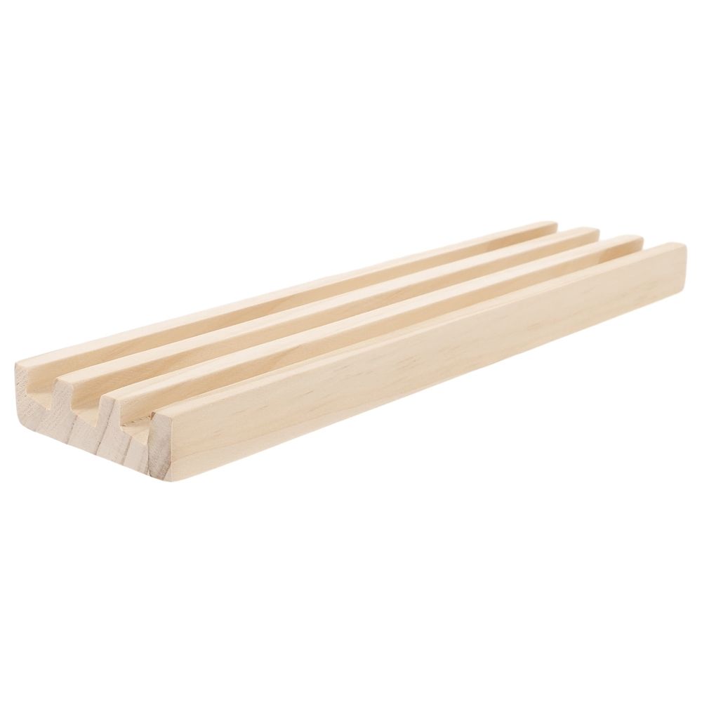 Wooden domino holder trays with three rows for holding tiles, designed for Mexican Train domino game, by Everything Baby.
