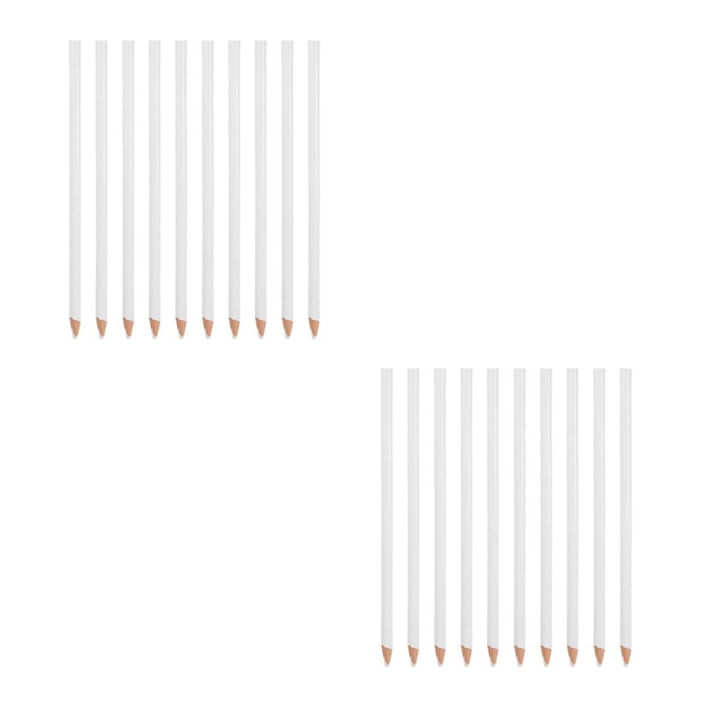 Set of 20 white wax pencils for art and craft projects, wooden drawing sticks for kids' art and drawing activities.