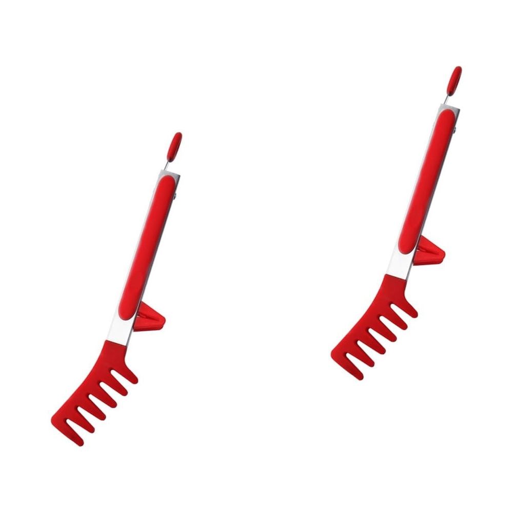 Red ergonomic baby food tongs, two-piece set from Everything Baby, easy to clean, ideal for nursing and feeding at home.