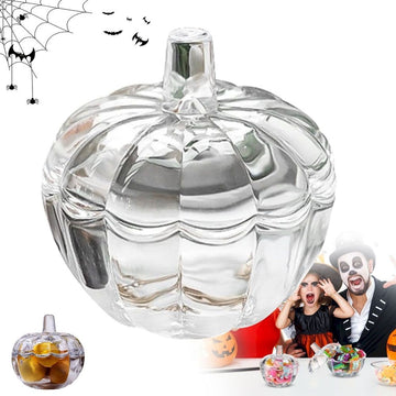Food Storage   ,Glass Pumpkin Candy Jar Halloween Candy Bowl Pumpkin Jars With Lids Pumpkin Jar With Cover Transparent Glass Candy Dish With Lid For Halloween Home Wedding Decor