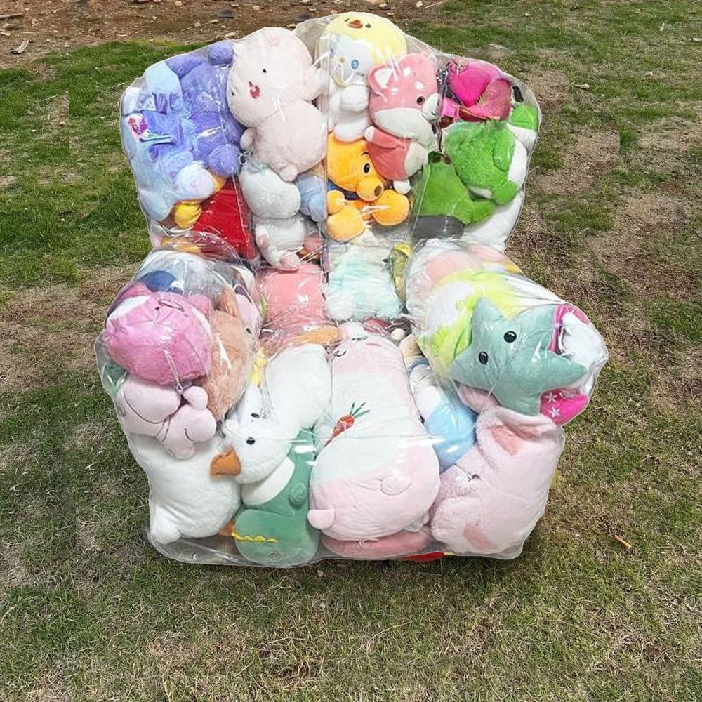 Waterproof plush toy storage bean bag chair cover for kids, soft, creative, with zipper closure for organizing plush toys in kids' rooms