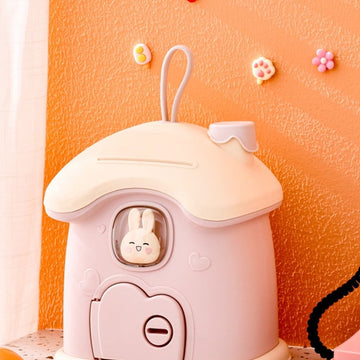 Mushroom House Bank Multi Plastic Adorable Desktop Ornament