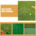 10-piece white iron croquet wickets set for outdoor lawn games, suitable for kids' backyard play and outdoor activities.
