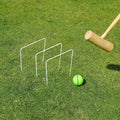10-piece white iron croquet wickets set for outdoor lawn games and backyard play, perfect for kids and family outdoor activities.